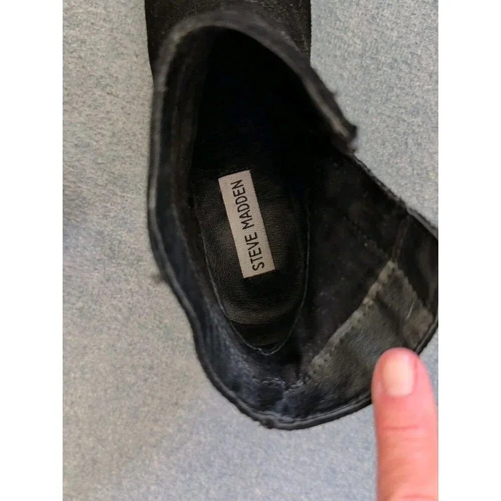 Steve Madden Women's Black Suede Holster Booties Sz 7.5B Zipper - Picture 5 of 6